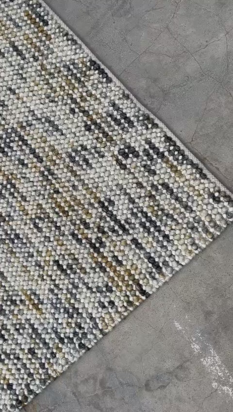 Pebbles Hand-Woven wool Mineral Grey Yellow colour Rug