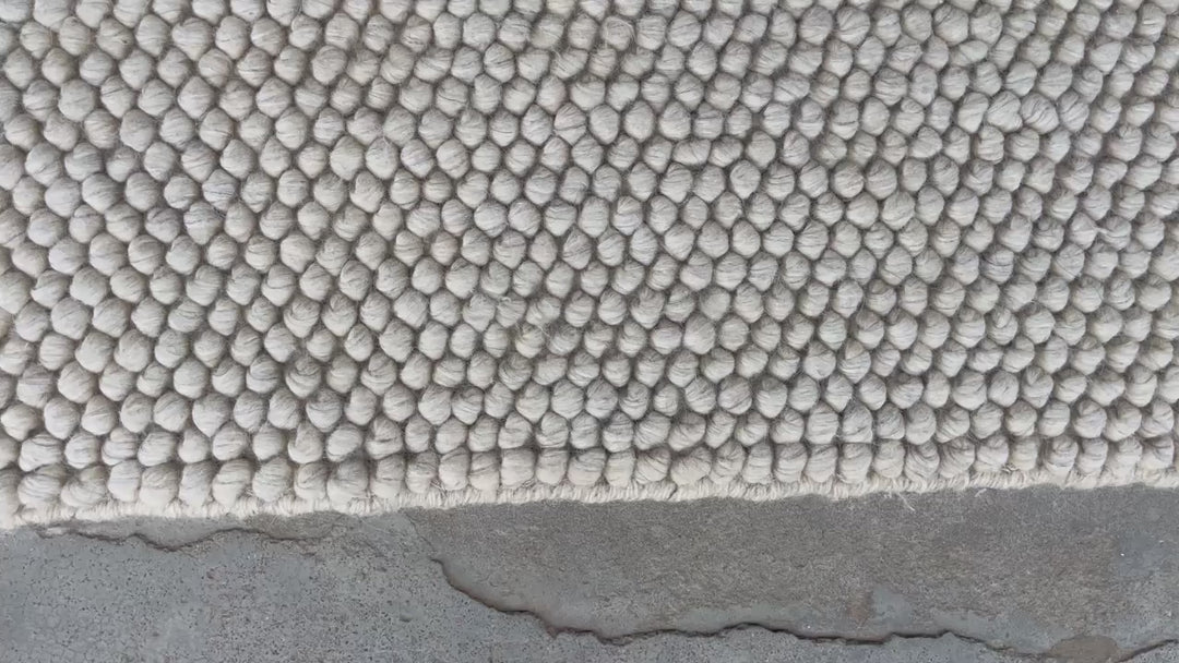 Pebbles Pure Wool Silver Stone Hand Woven Rug