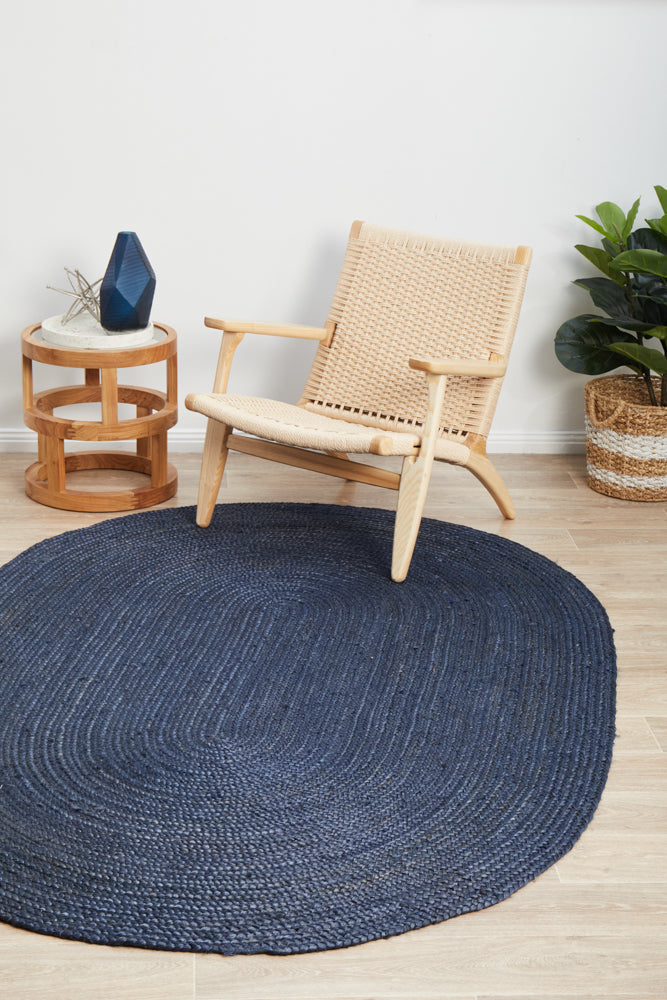 Bondi Navy Oval Rug