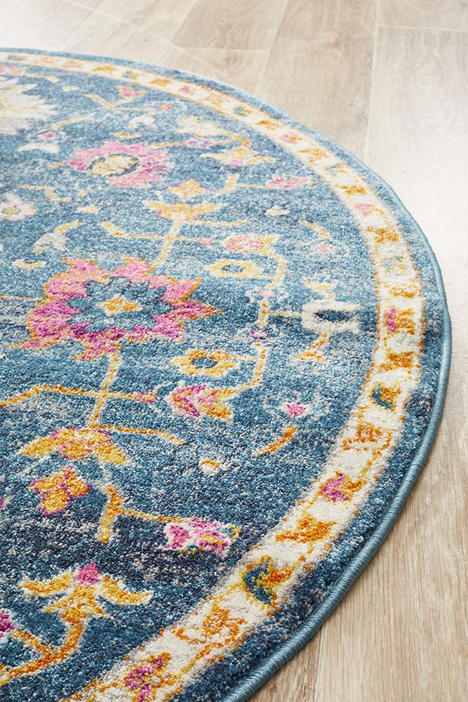 Babylon 209 Navy Round Rug