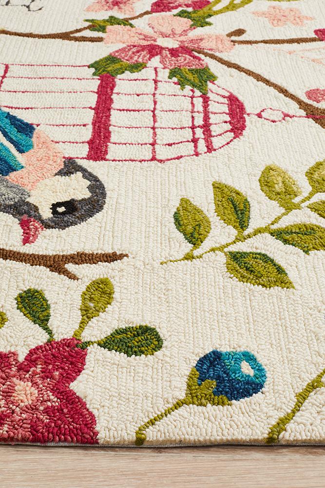 Copacabana Finch and Nest Exquisite Indoor Outdoor Rug Cream