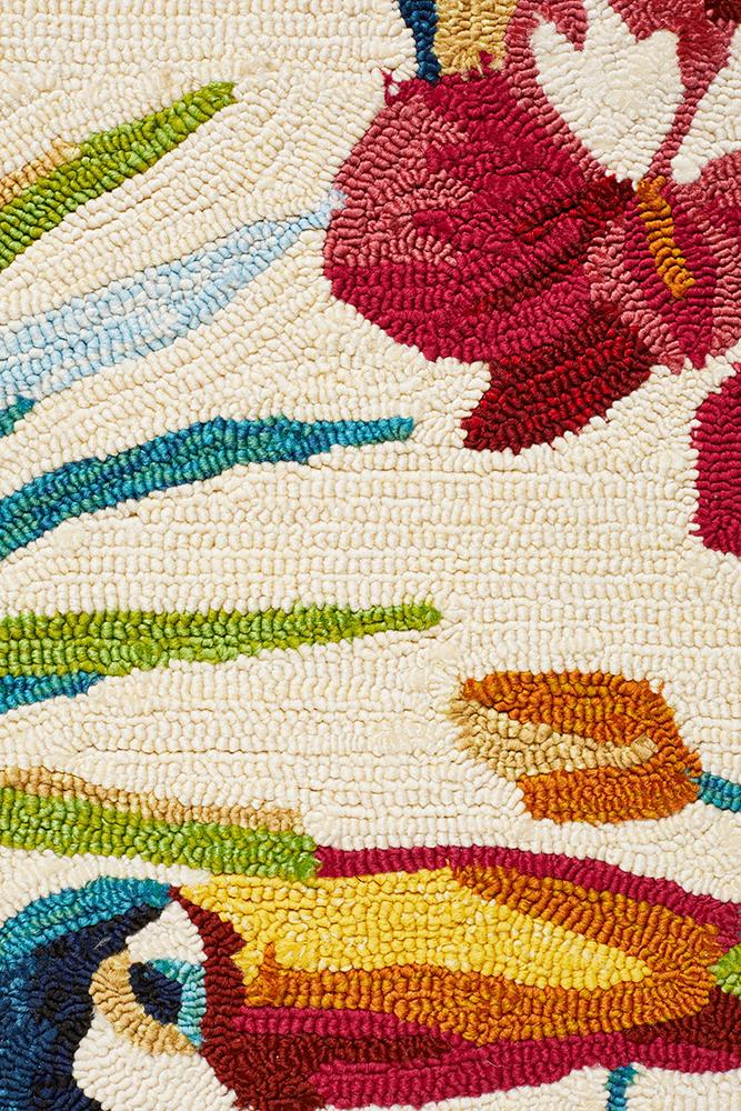 Copacabana Toucan Tropical Indoor Outdoor Rug Cream