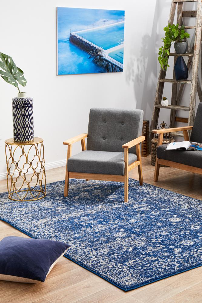 Evoke Oasis Navy Transitional Rug