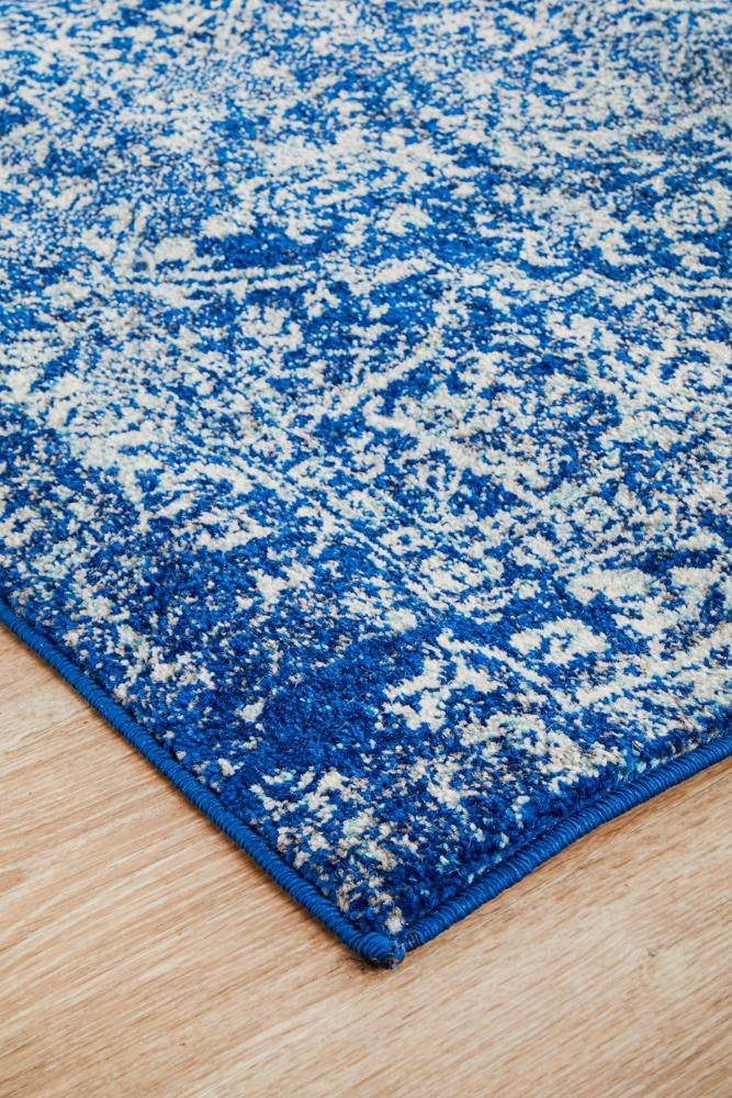 Evoke Contrast Navy Transitional Runner Rug