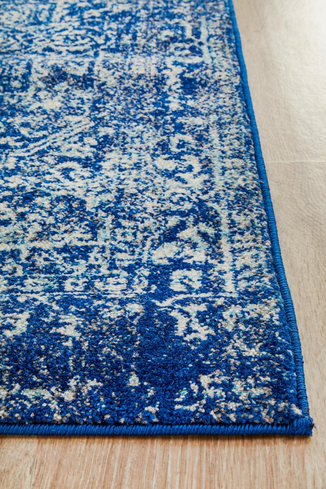 Evoke Contrast Navy Transitional Runner Rug