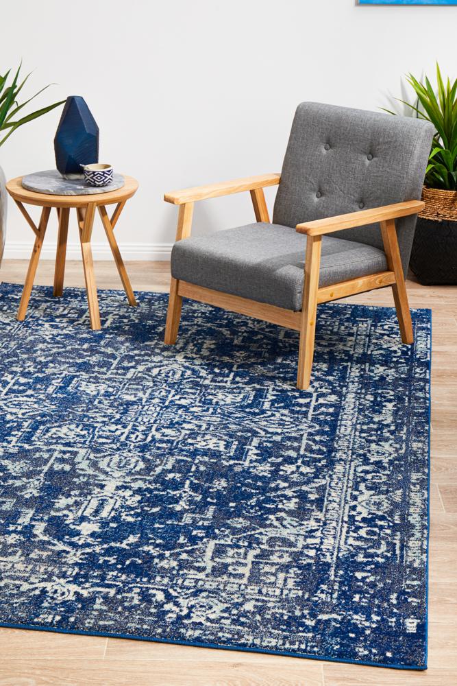 Evoke Contrast Navy Transitional Rug