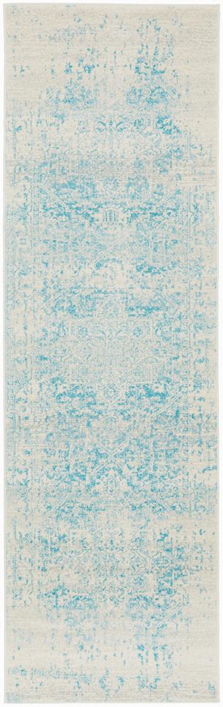 Evoke Glacier White Blue Transitional Runner Rug