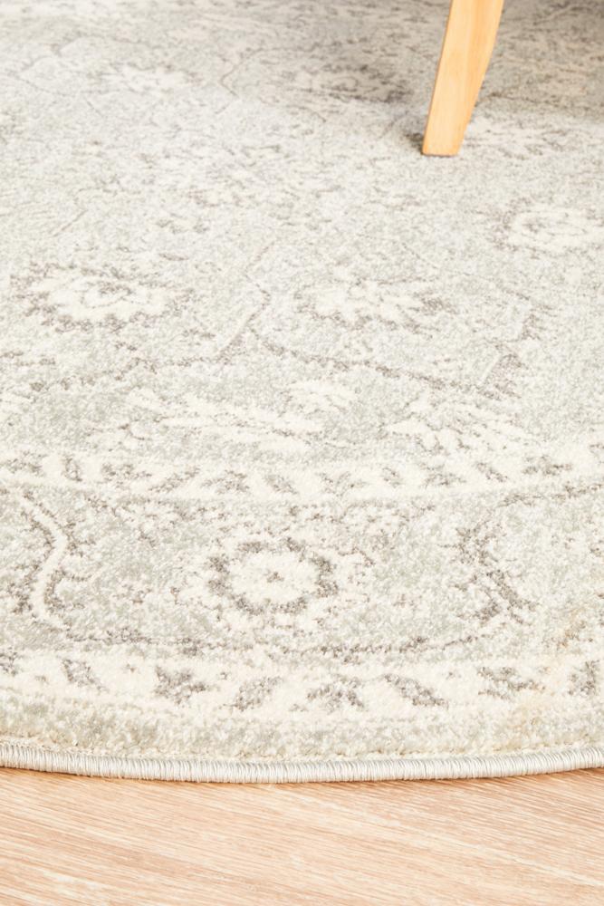 Evoke Silver Flower Transitional Round Rug