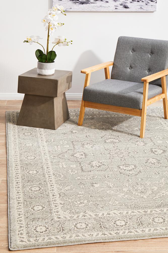 Evoke Silver Flower Transitional Rug