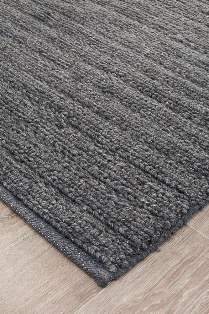 Harvest 801 Charcoal Black Textured Hand Woven Rug