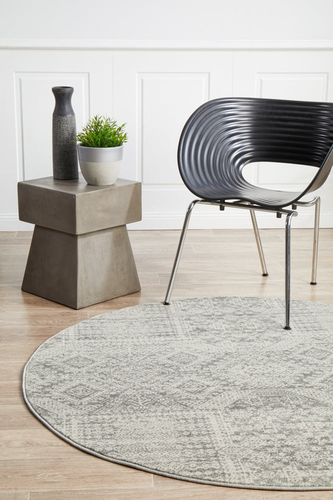 Mirage Zelda Silver Grey Round Rug