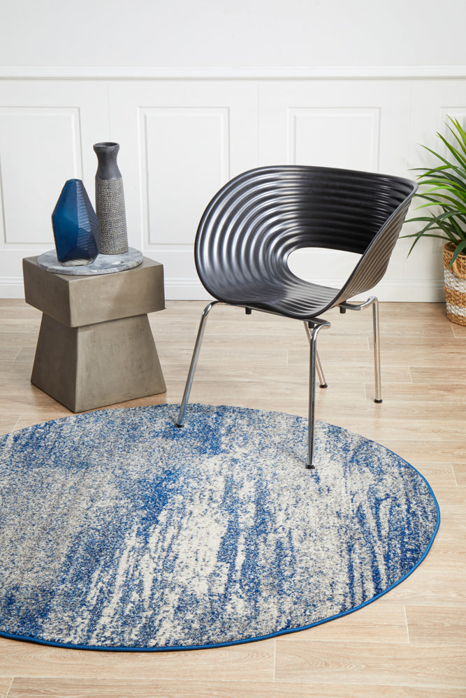 Mirage Casandra Dunescape Modern Blue Grey Round Rug