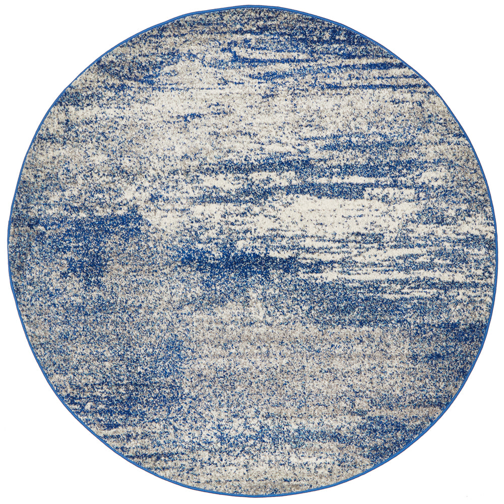 Mirage Casandra Dunescape Modern Blue Grey Round Rug