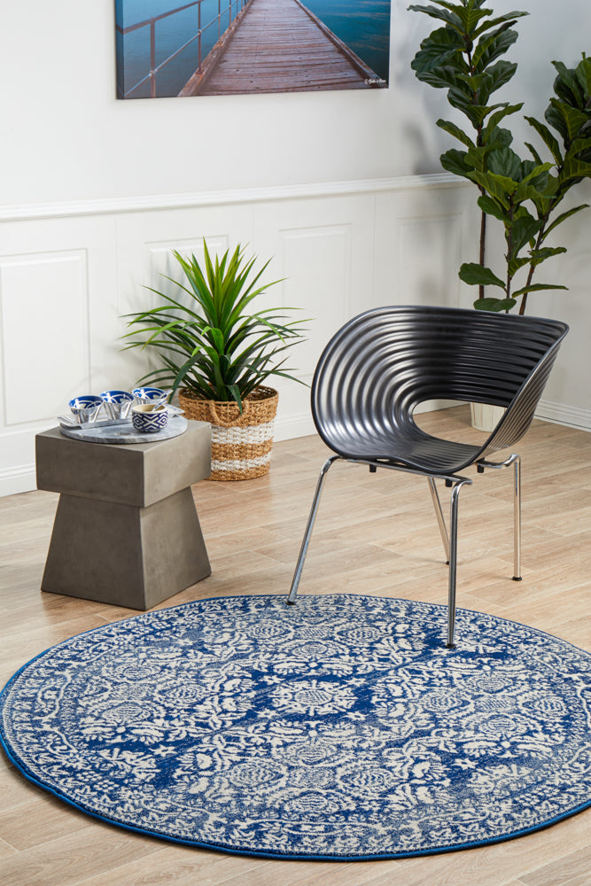 Mirage Gwyneth Stunning Transitional Navy Round Rug