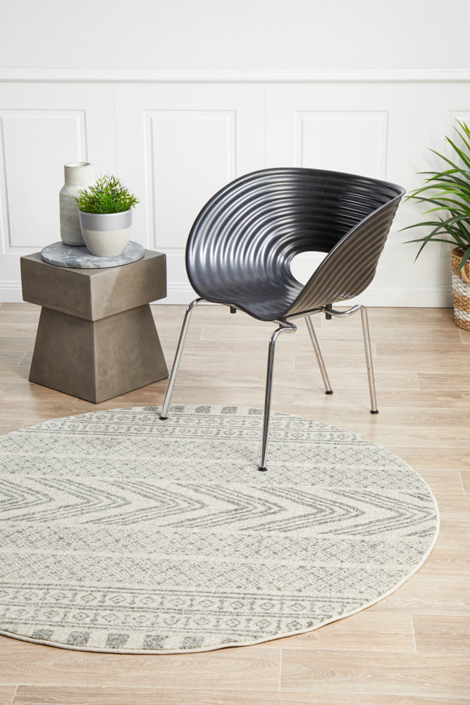 Mirage Adani Modern Tribal Design Grey Round Rug