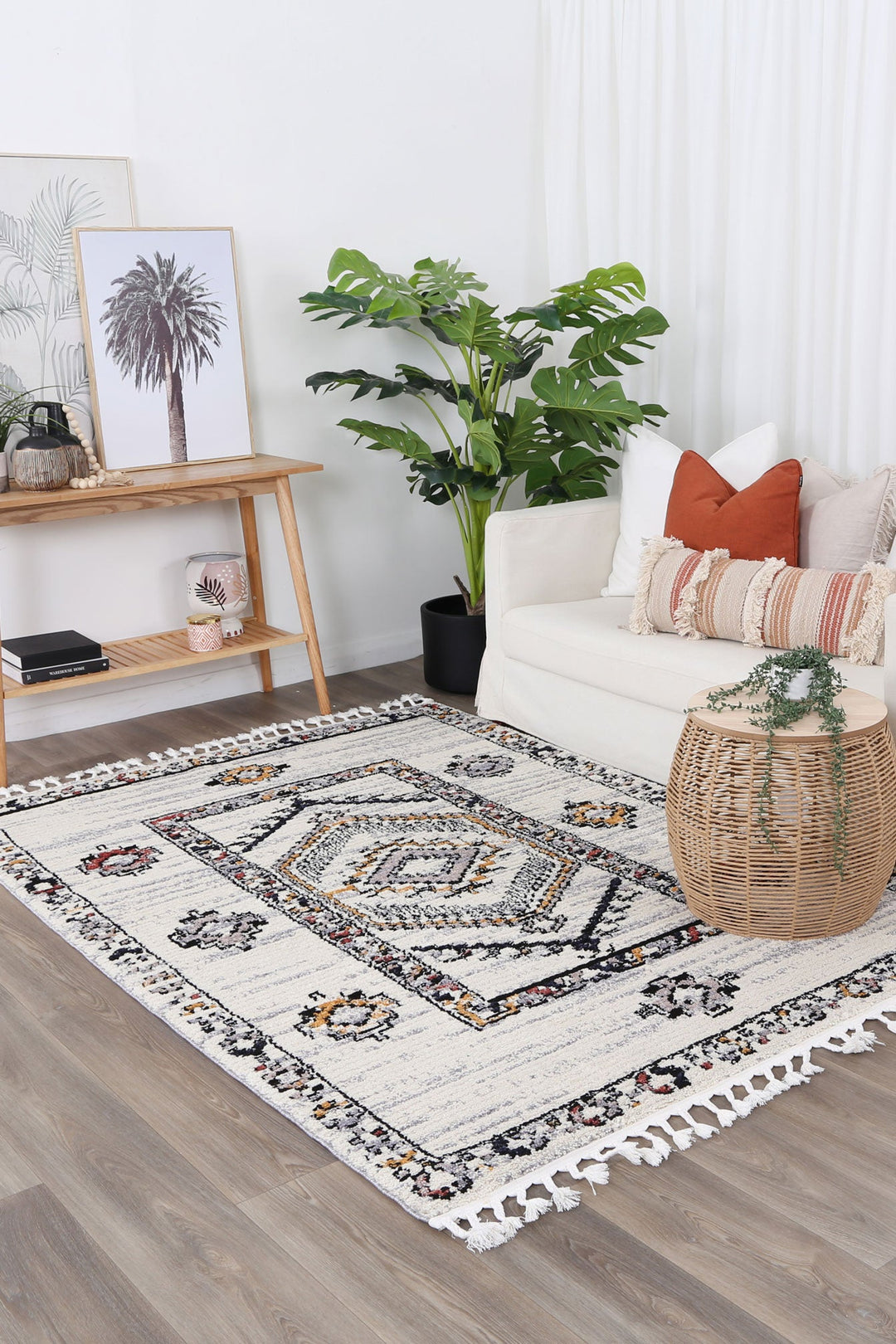 Boho Moroccan Tribal Border Multi Rug ( New Landed )