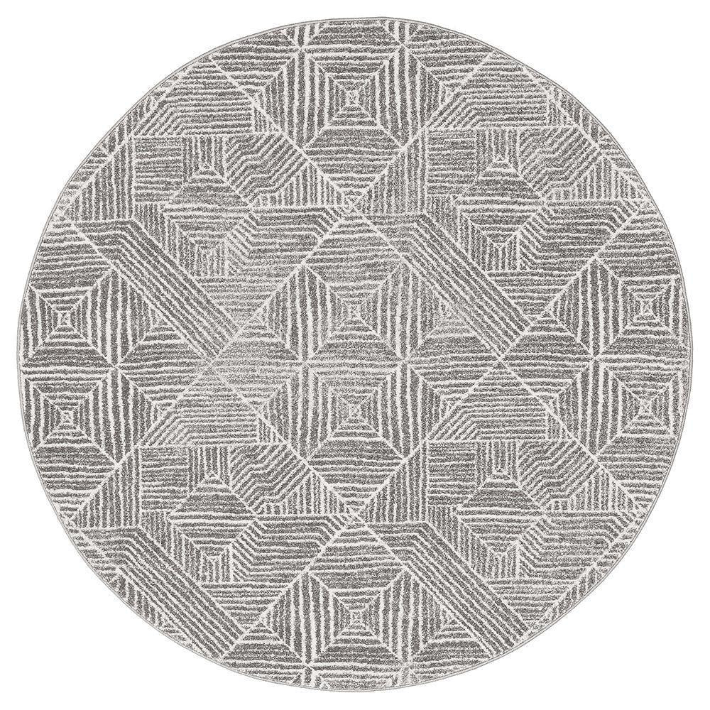 Oasis Kenza Contemporary Silver Round Rug