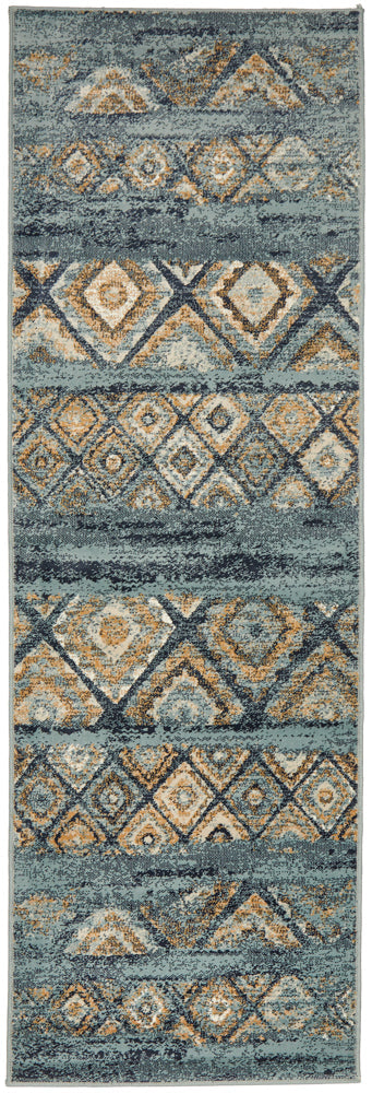 Oxford Contrast Blue Runner Rug