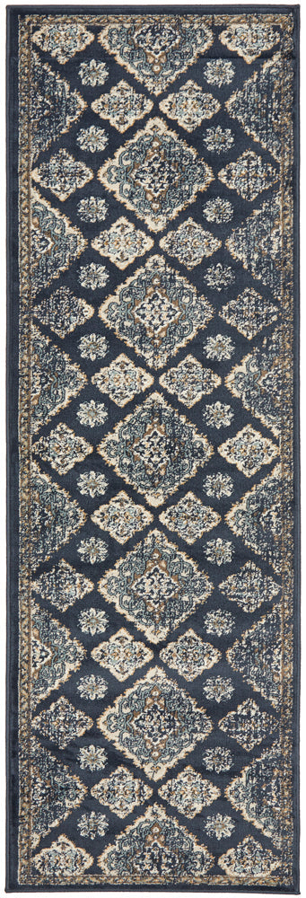 Oxford Timeline Navy Runner Rug