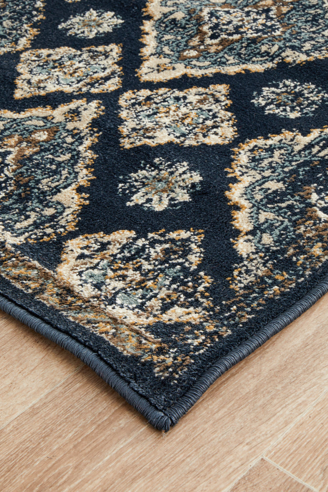 Oxford Timeline Navy Runner Rug