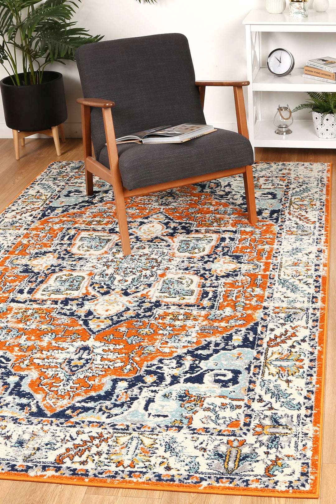 Palermo Messina Orange & Blue Transitonal Rug