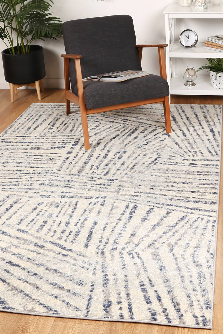 Palermo Ferraro  Ivory & Blue Geometric Rug