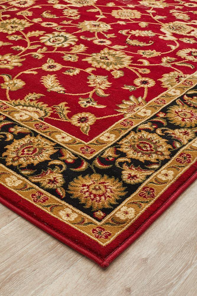 Sydney Collection Classic Rug Red With Black Border