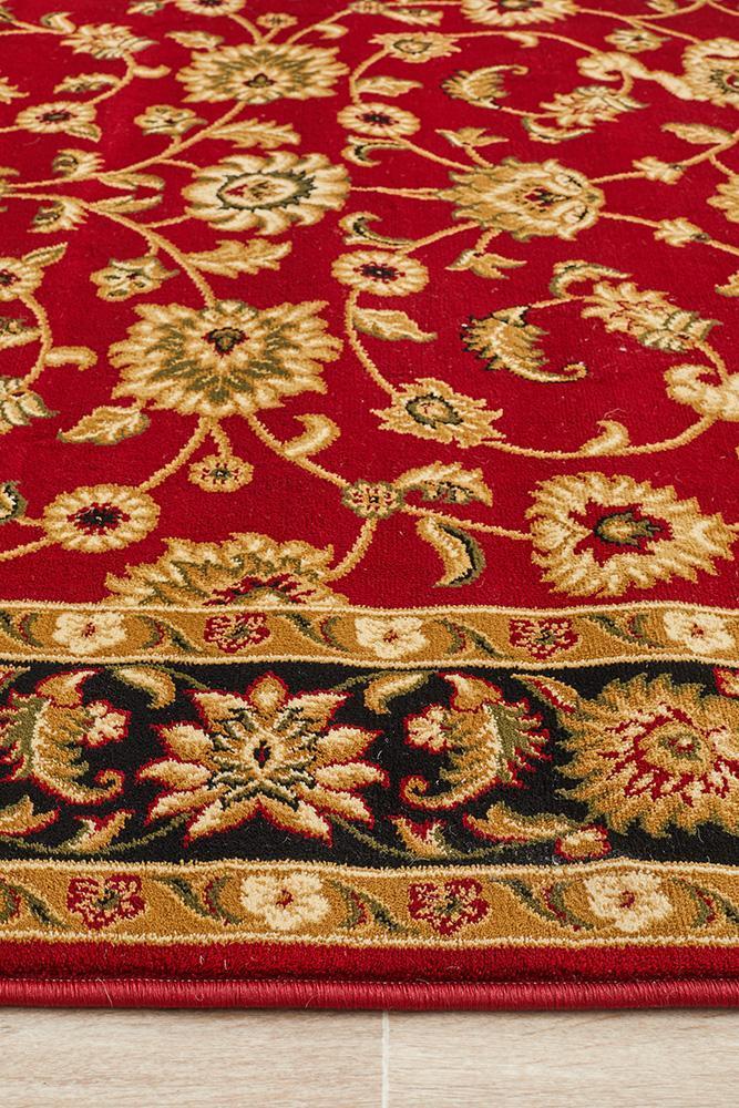 Sydney Collection Classic Rug Red With Black Border