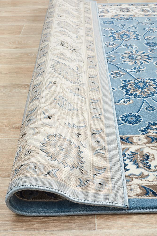 Sydney Collection Classic Rug Sky Blue Border