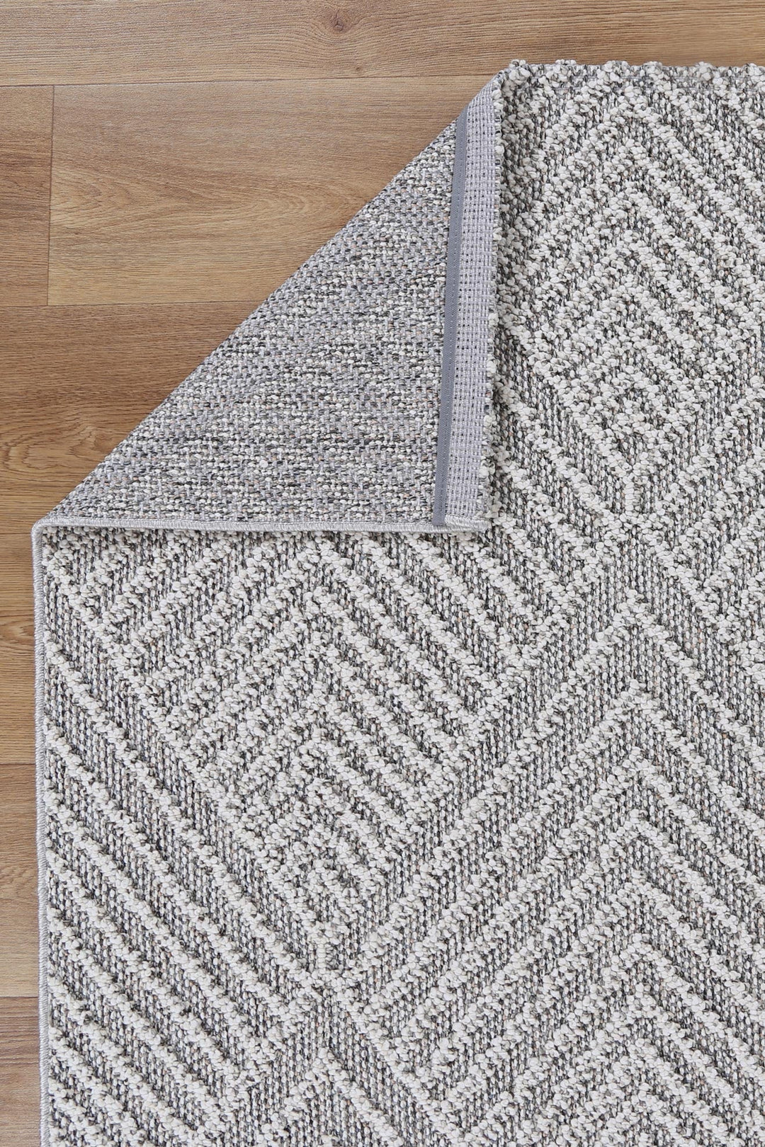 Port Villa Kini Grey Geometric Flatweave Rug