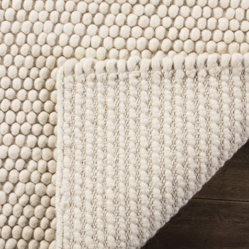Pebbles White Hand-Woven Wool and Cotton Blend Rug